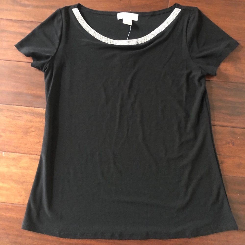 ~Final⭐~Black Top with Rhinestone neckline